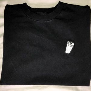 Lean cup with purple stitch black